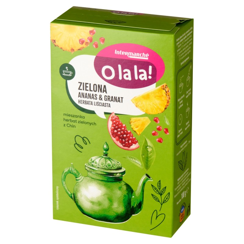 O la la! herbata zielona liściasta ananas & granat chińska 100g