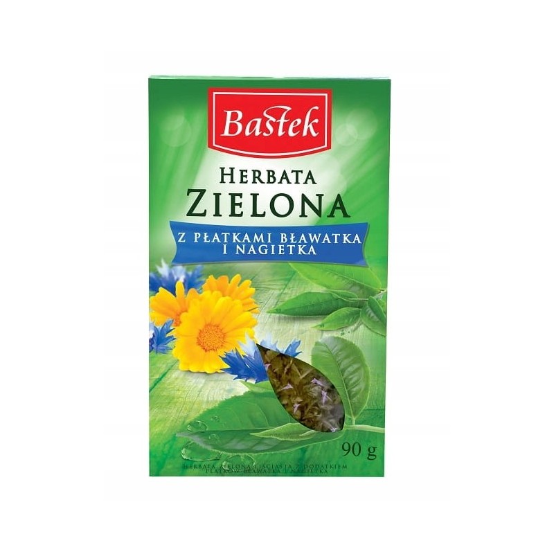 Bastek herbata zielona liściasta z chabrem bławatkiem i nagietkiem 90 g