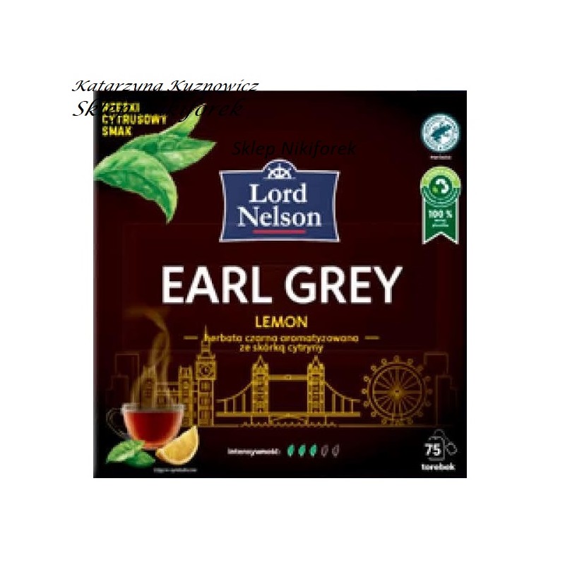 Lord Nelson herbata czarna earl grey lemon ze skórką cytryny 75t.