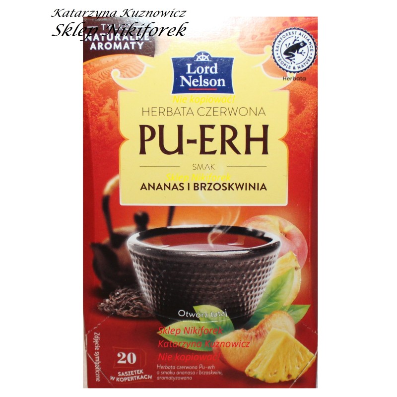 Lord Nelson herbata czerwona Pu-erh ananas i brzoskwinia 20t.