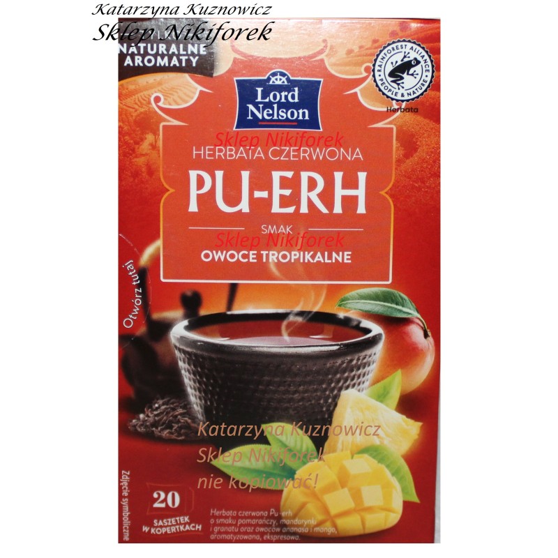 Lord Nelson herbata czerwona Pu-erh owoce tropikalne 20 t.