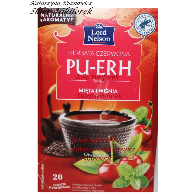 Lord Nelson herbata czerwona Pu-erh mięta i wiśnia 20 t.