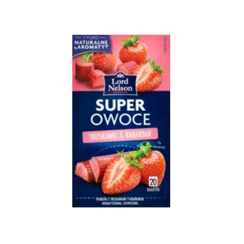 Lord Nelson herbata owocowa Super Owoce rabarbar i truskawka 20 t.