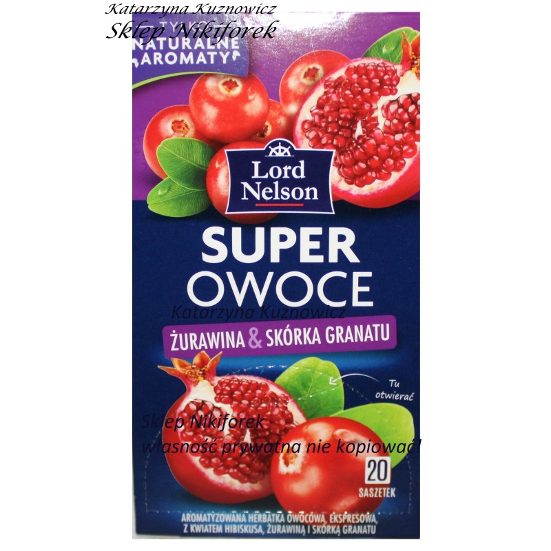 Lord Nelson herbata owocowa Super Owoce żurawina i skórka granatu 20 t.