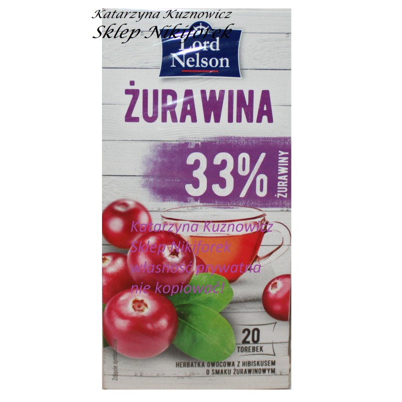 Lord Nelson herbata owocowa żurawina 33% 20 t.