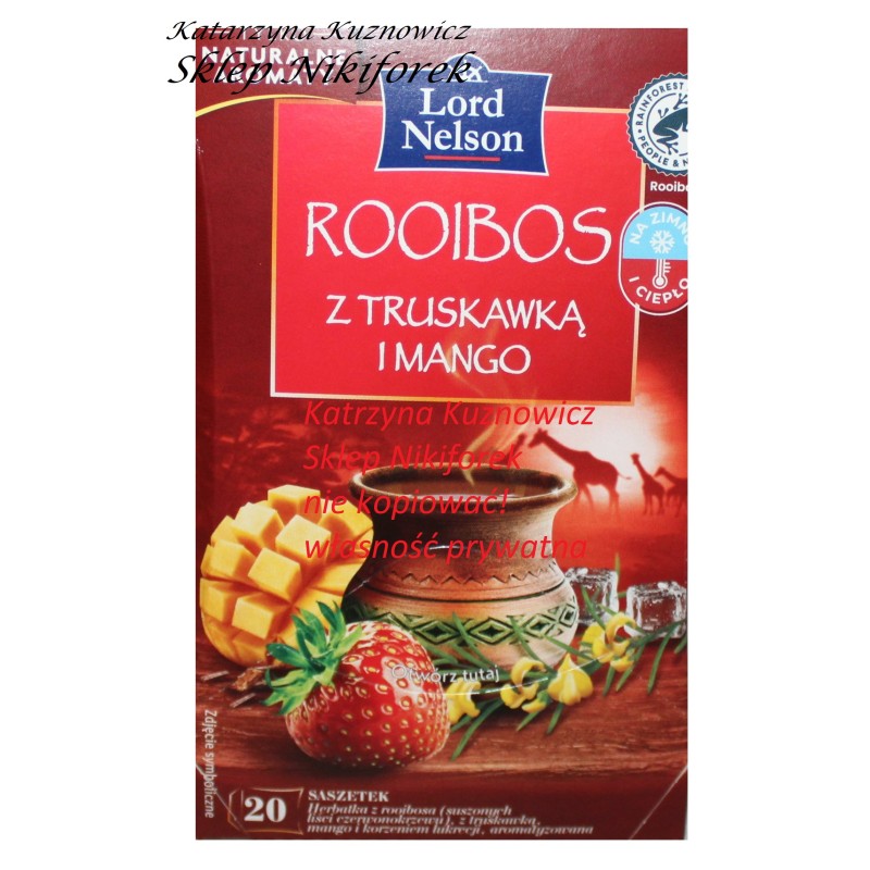 Lord Nelson herbata rooibos mango i truskawka 20 t.