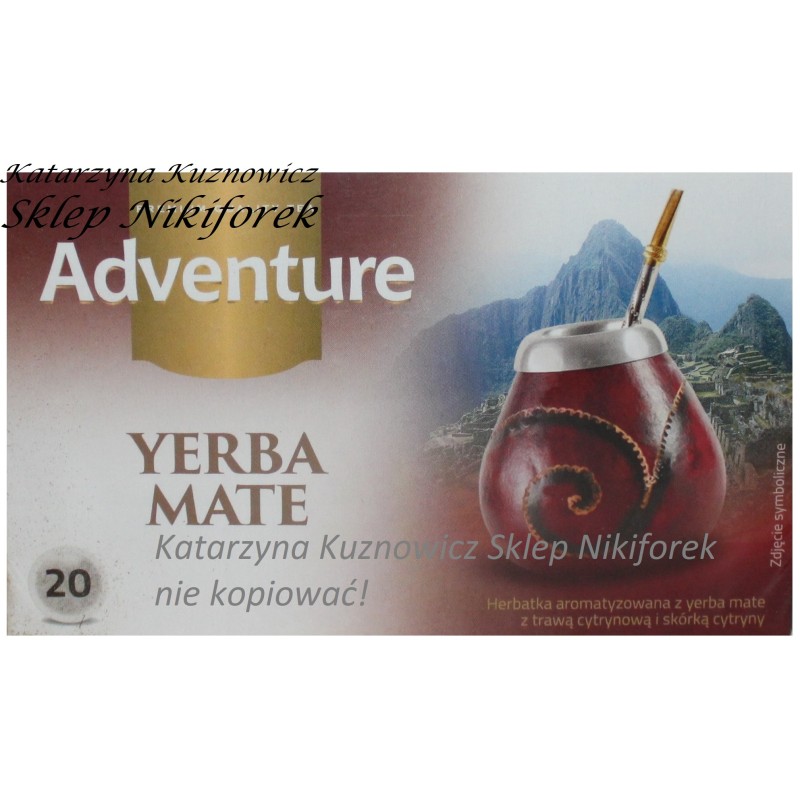 Adventure herbata Yerba Mate trawa cytrynowa i skórka cytryny brazylijska 20t.