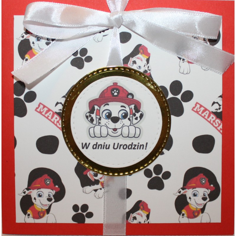 Kartka na urodziny dla dzieci Psi Patrol Marshall pies dalmatyńczyk