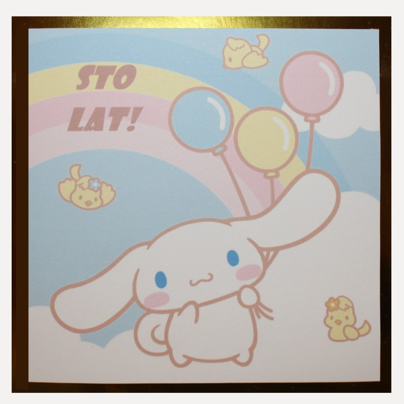 Kartka na urodziny dla dzieci niebieska z bajki Cinnamoroll