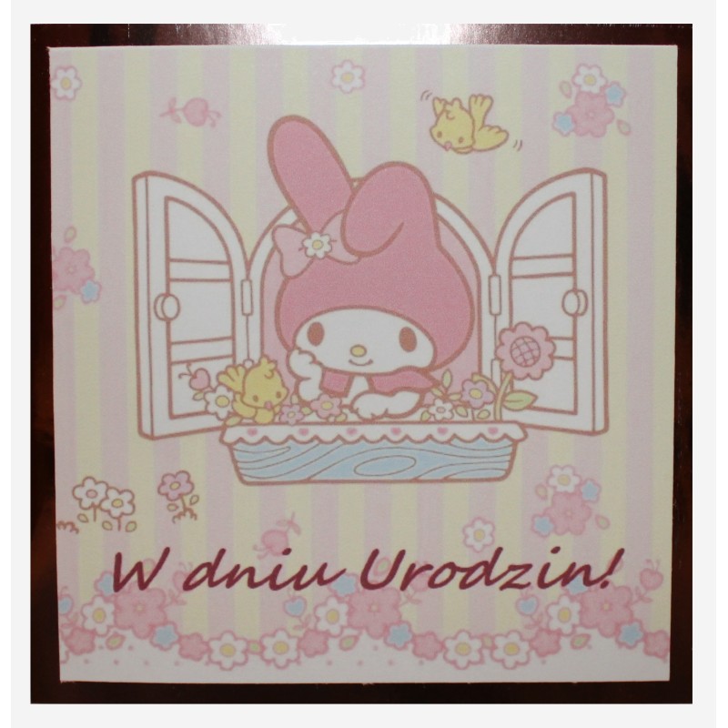 Kartka na urodziny dla dzieci różowa my melody błyszcząca ramka