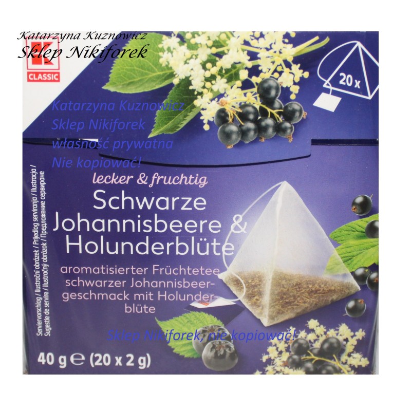 Kaufland herbata owocowa czarny bez i czarna porzeczka K-classic 20t.