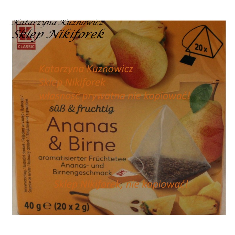 Kaufland herbata owocowa ananas i gruszka K-classic Ananas & birne 20 t