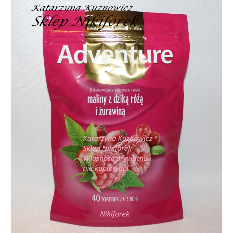 Adventure herbata owocowa malina dzika róża i żurawina 40t.