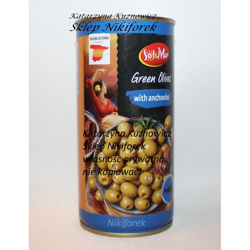 Sol&Mar zielone oliwki z anchois w zalewie w puszce 350g