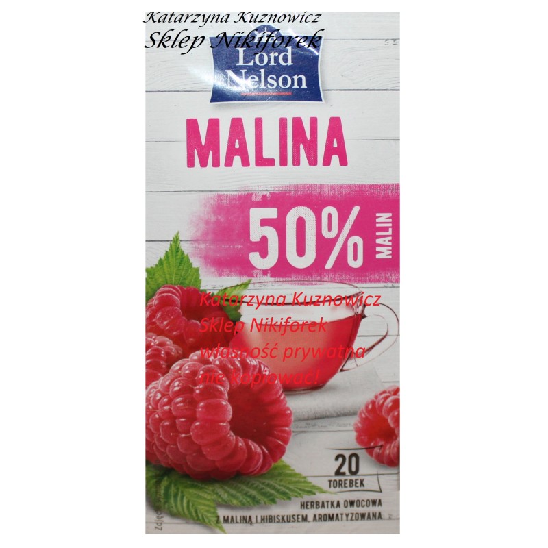 Lord Nelson herbata owocowa malina 50% 20 t.