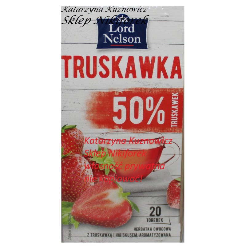 Lord Nelson herbata owocowa truskawka 50% 20 t.