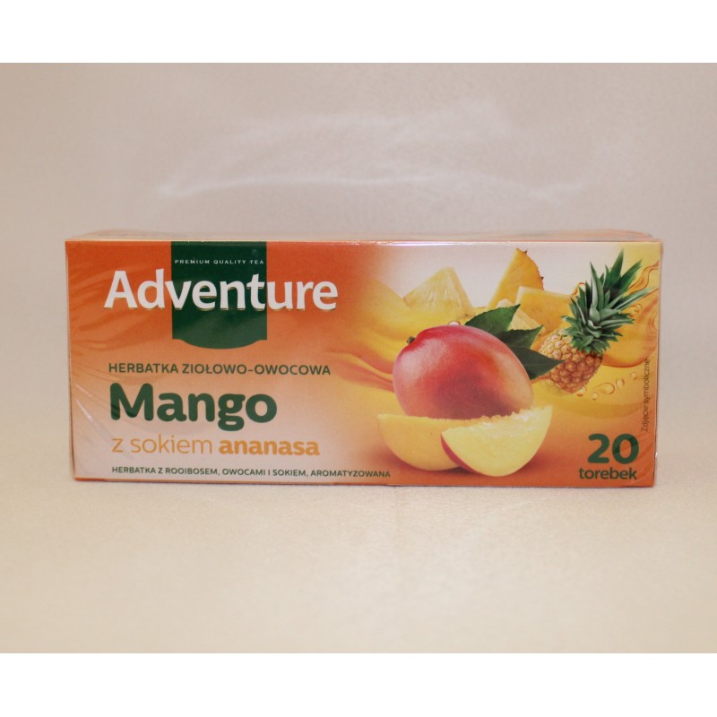 Herbata owocowa Adventure mango z sokiem ananasa 20t.