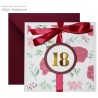 Kartka na 18 urodziny bordowa w kwiaty