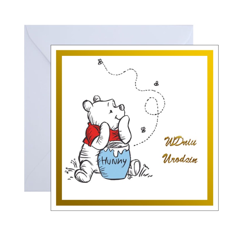 Kartka na urodziny dla dzieci miś Kubuś Puchatek