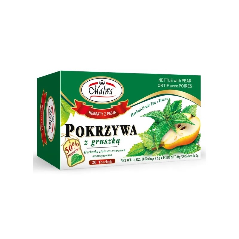 Malwa herbata ziołowa pokrzywa z gruszką 20 t.