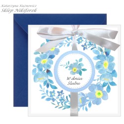 Kartka na ślub w niebieskie...