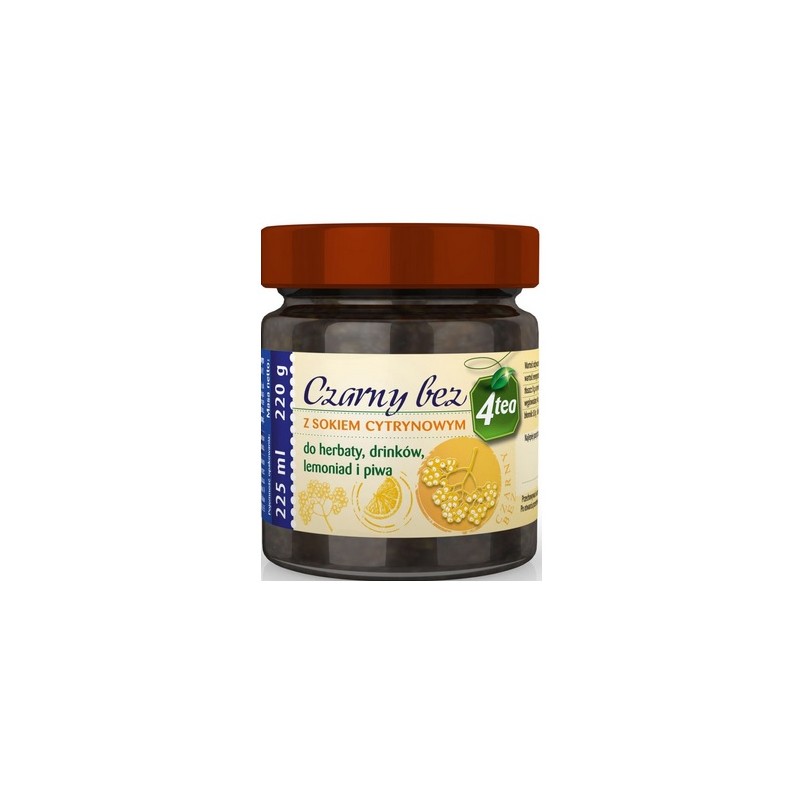 4Tea czarny bez z sokiem cytrynowym, syrop do herbaty drinków lemoniad piwa 225 ml